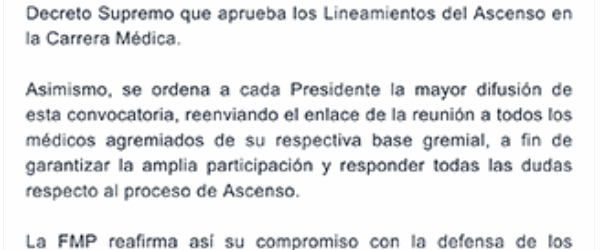 La FMP convoca a los Presidentes de las Federaciones Médicas Regionales y Cuerpos Médicos de Lima y Callao a participar en la Reunión Informativa vía Zoom 🖥️